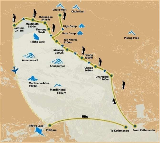 Chulu West Peak climbing map